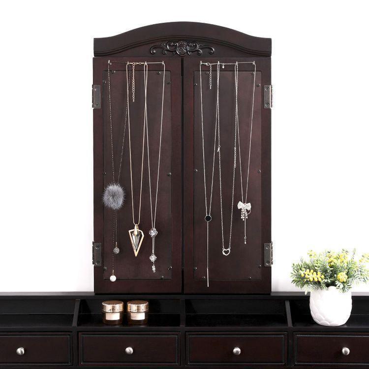 Folded Mirror Vanity Set Black with Stool FredCo