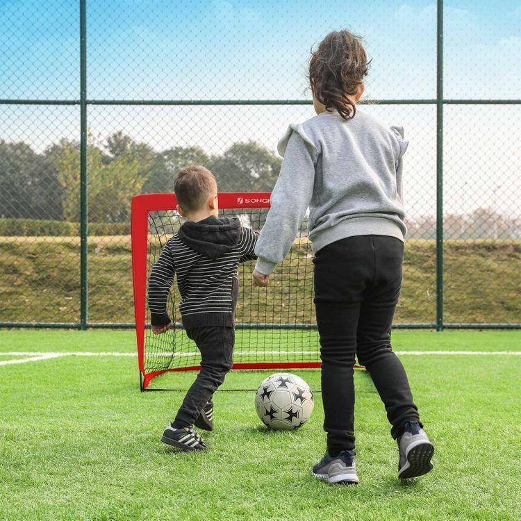 Folding Children's Soccer Goal Set of 2 Red FredCo