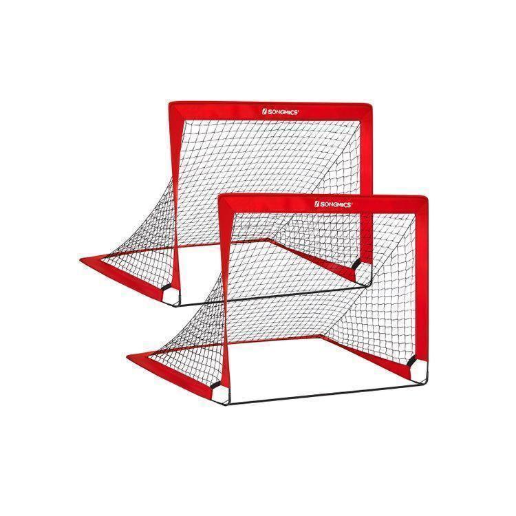 Folding Children's Soccer Goal Set of 2 Red FredCo