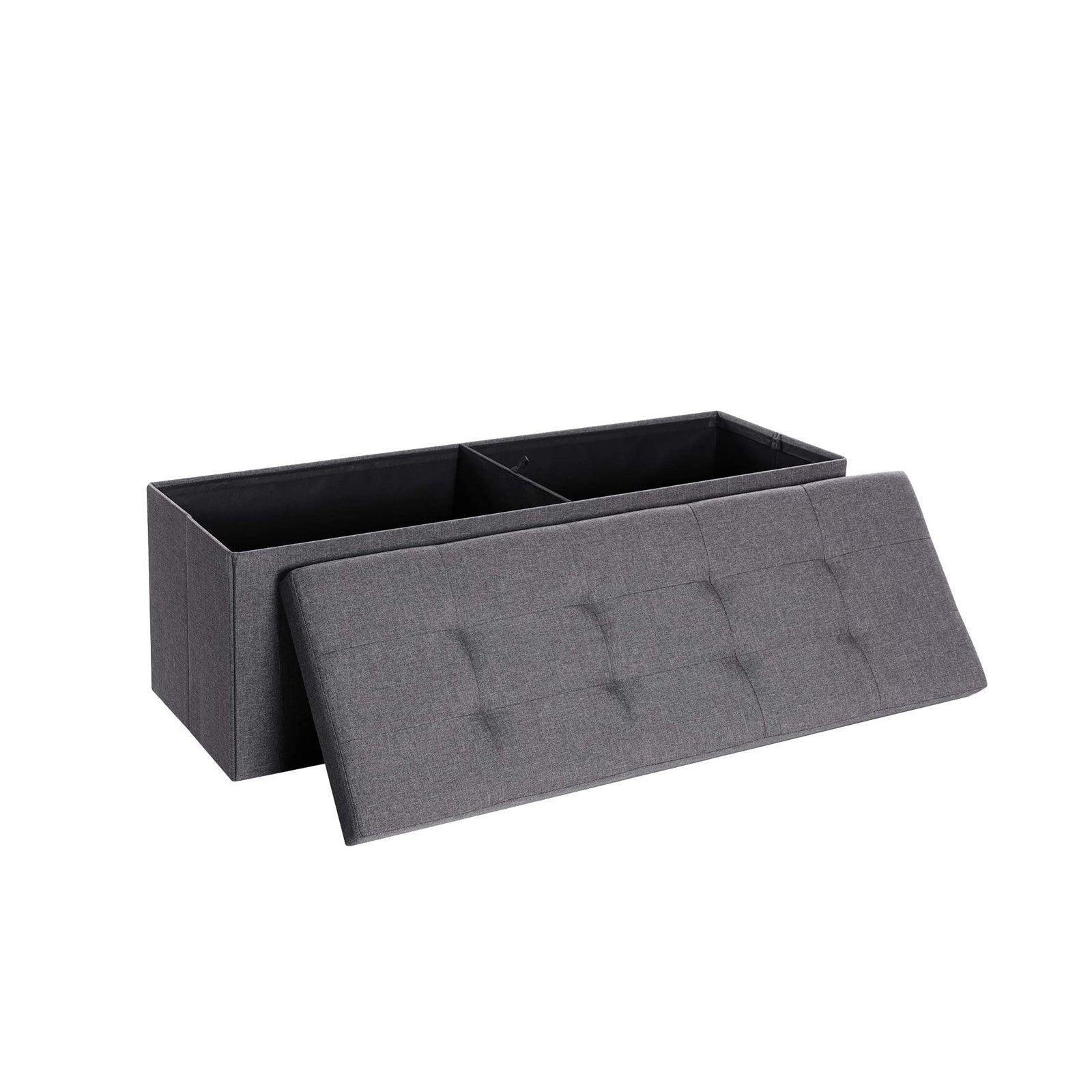 Folding Storage Ottoman Bench, Dark Grey FredCo