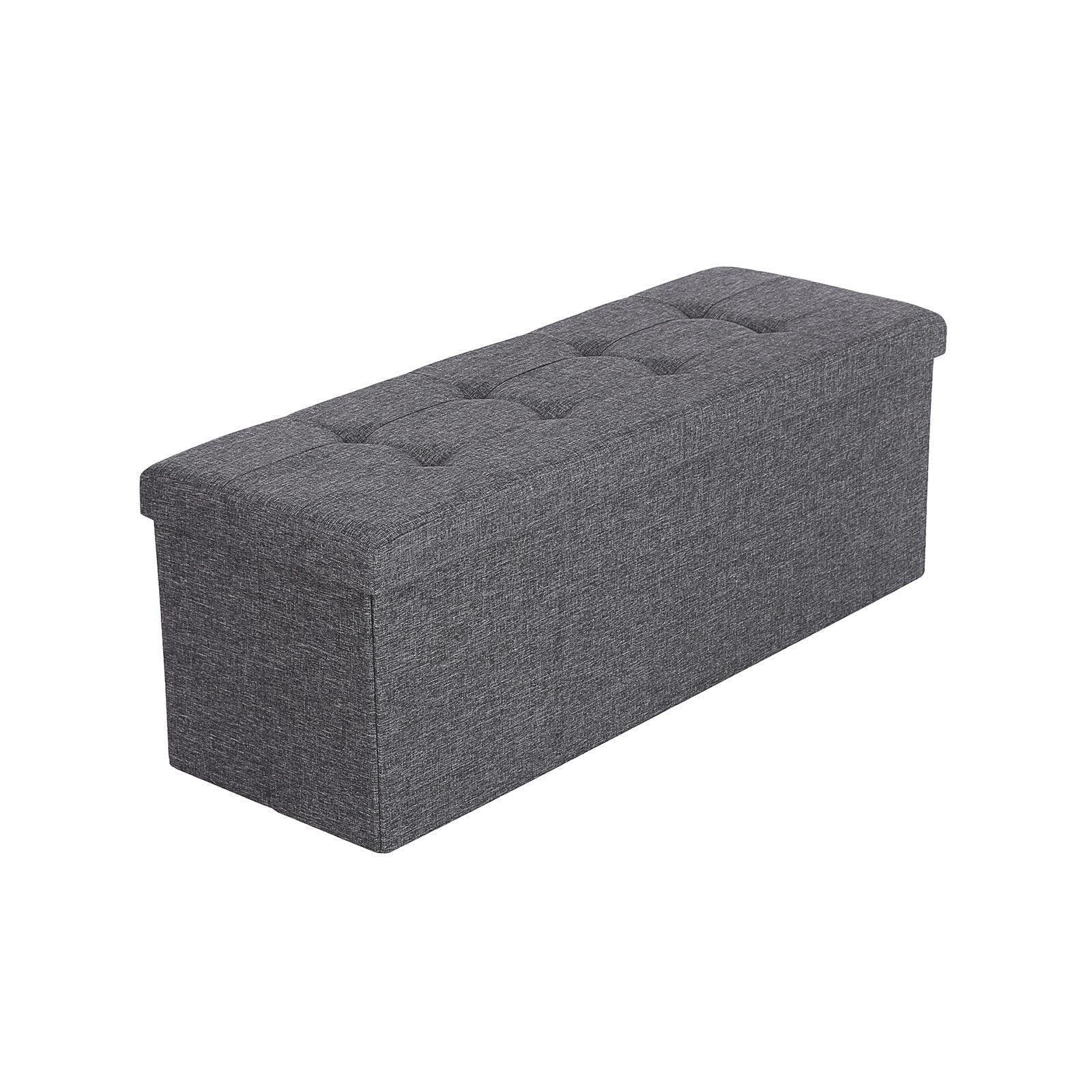 Folding Storage Ottoman Bench, Dark Grey FredCo