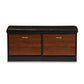 Foley Modern and Contemporary 2-tone Dark Brown and Oak Finishing Entryway Storage Cushioned Bench Shoe Rack Cabinet Organizer FredCo