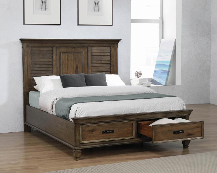 Franco 4-piece Eastern King Storage Bedroom Set Burnished Oak Coaster FredCo