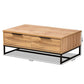 Franklin Modern and Contemporary Oak Brown Finished Wood and Black Finished Metal 2-Drawer Coffee Table FredCo