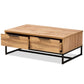 Franklin Modern and Contemporary Oak Brown Finished Wood and Black Finished Metal 2-Drawer Coffee Table FredCo