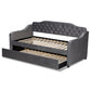 Freda Traditional and Transitional Grey Velvet Fabric Upholstered and Button Tufted Twin Size Daybed with Trundle FredCo