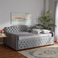 Freda Transitional and Contemporary Grey Velvet Fabric Upholstered and Button Tufted Full Size Daybed FredCo