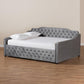 Freda Transitional and Contemporary Grey Velvet Fabric Upholstered and Button Tufted Full Size Daybed FredCo