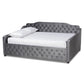 Freda Transitional and Contemporary Grey Velvet Fabric Upholstered and Button Tufted Full Size Daybed FredCo