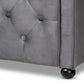 Freda Transitional and Contemporary Grey Velvet Fabric Upholstered and Button Tufted Full Size Daybed FredCo