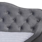 Freda Transitional and Contemporary Grey Velvet Fabric Upholstered and Button Tufted Full Size Daybed FredCo