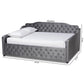 Freda Transitional and Contemporary Grey Velvet Fabric Upholstered and Button Tufted Full Size Daybed FredCo
