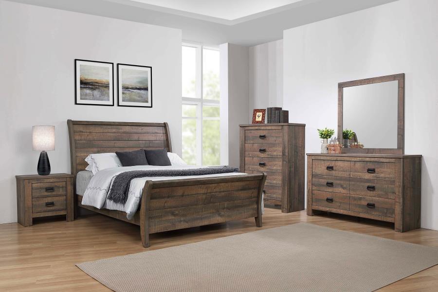 Frederick California King Sleigh Bedroom Set Weathered Oak Coaster 5 Piece FredCo