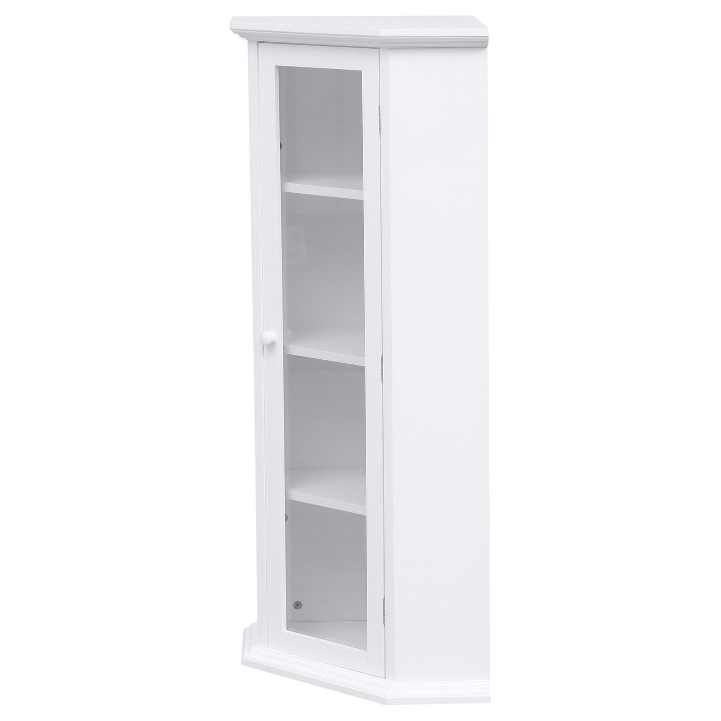 Freestanding Bathroom Cabinet with Glass Door, Corner Storage Cabinet, White FredCo