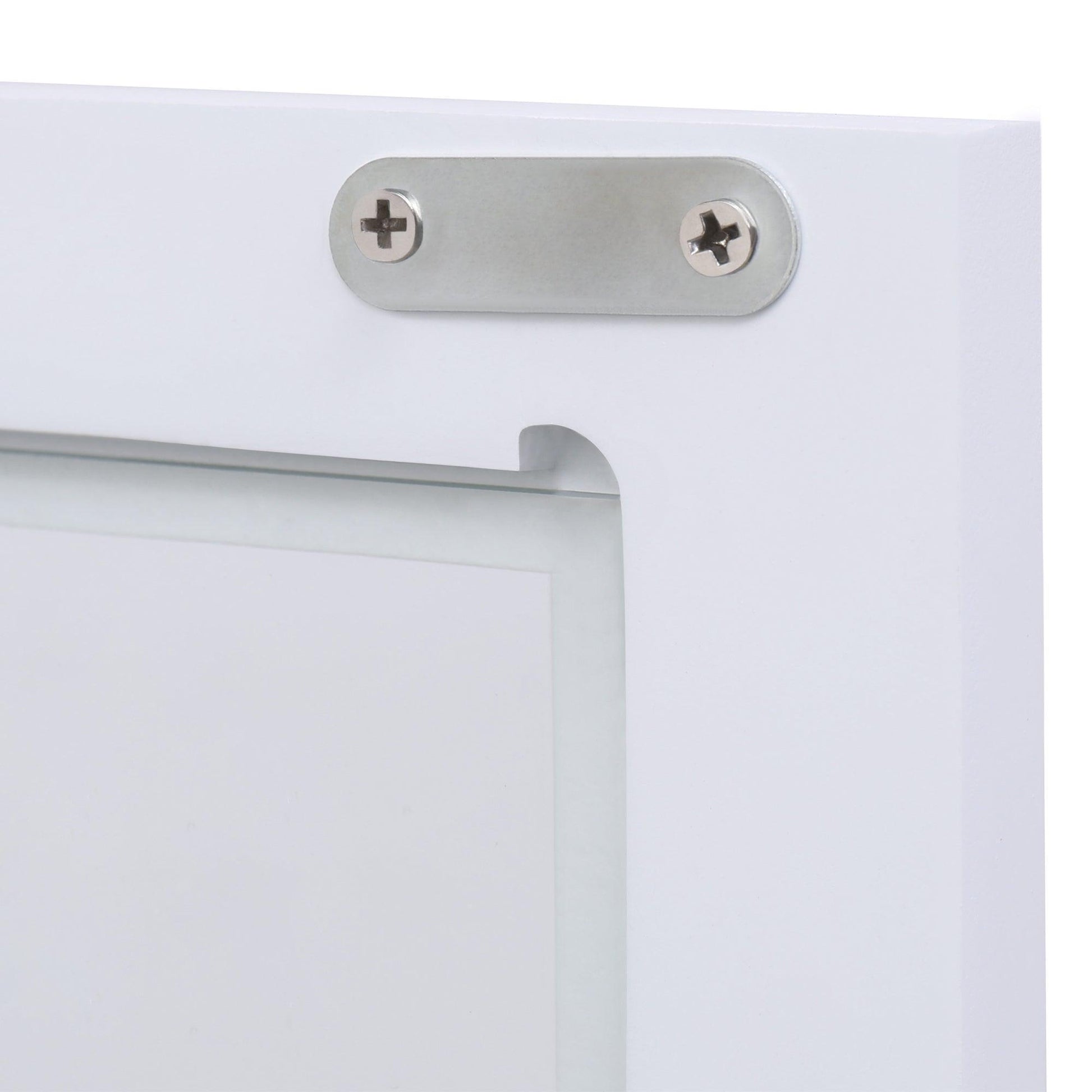 Freestanding Bathroom Cabinet with Glass Door, Corner Storage Cabinet, White FredCo