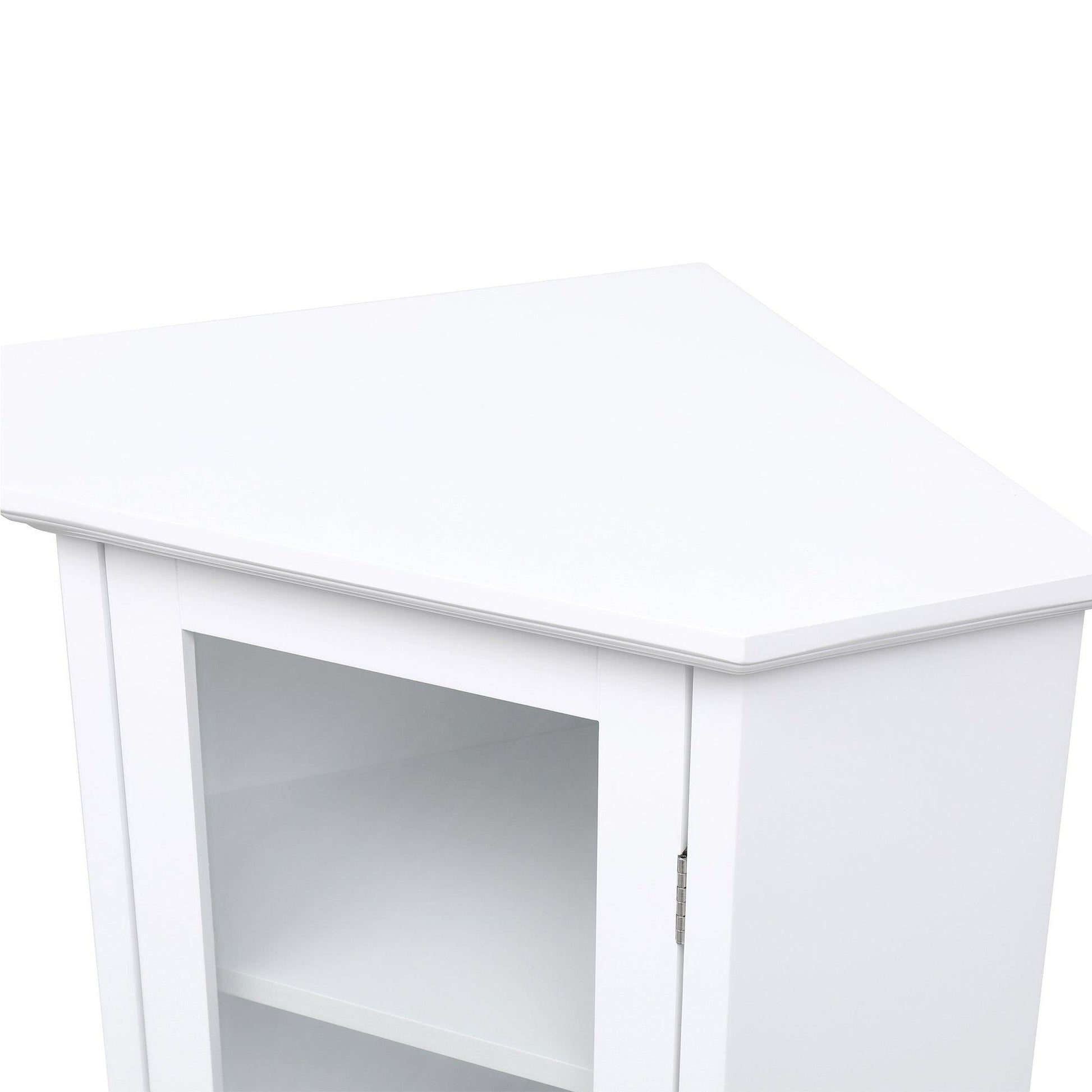 Freestanding Bathroom Cabinet with Glass Door, Corner Storage Cabinet, White FredCo