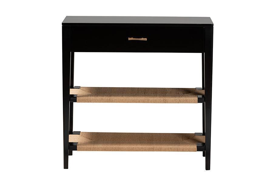 Freya Modern Bohemian Black Finished Bayur Wood 1-Drawer Console Table FredCo