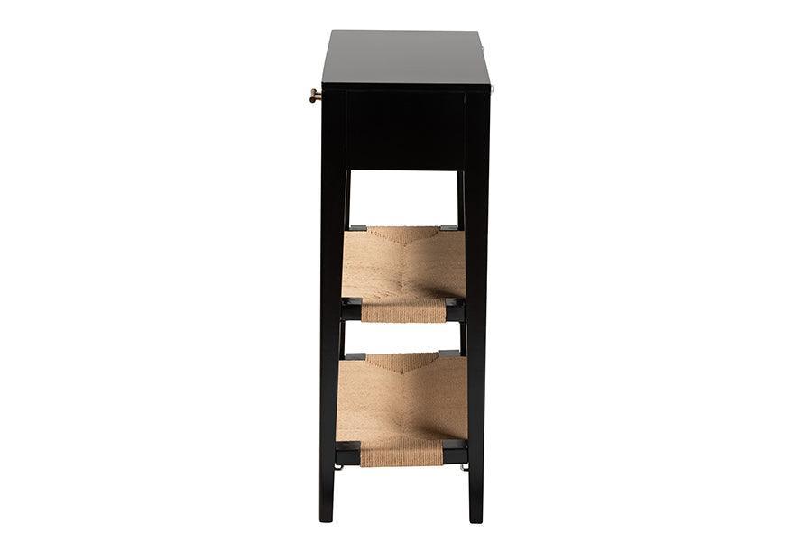 Freya Modern Bohemian Black Finished Bayur Wood 1-Drawer Console Table FredCo