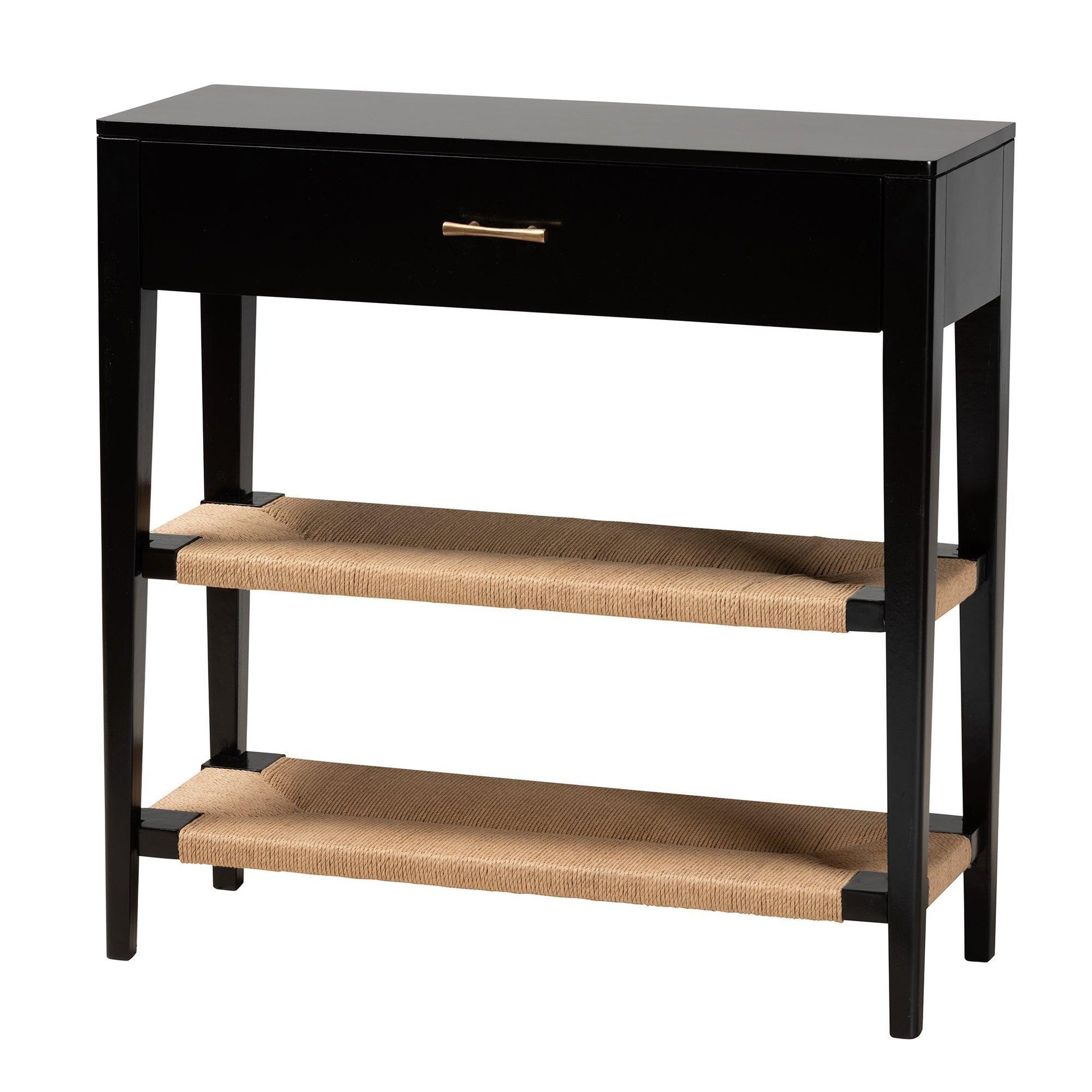 Freya Modern Bohemian Black Finished Bayur Wood 1-Drawer Console Table FredCo
