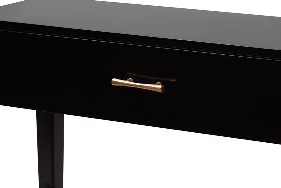 Freya Modern Bohemian Black Finished Bayur Wood 1-Drawer Console Table FredCo