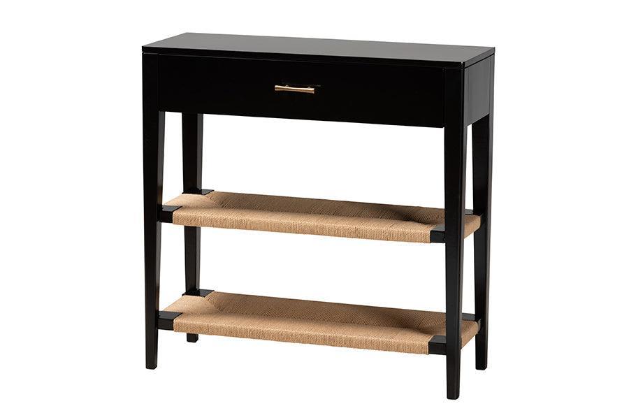 Freya Modern Bohemian Black Finished Bayur Wood 1-Drawer Console Table FredCo