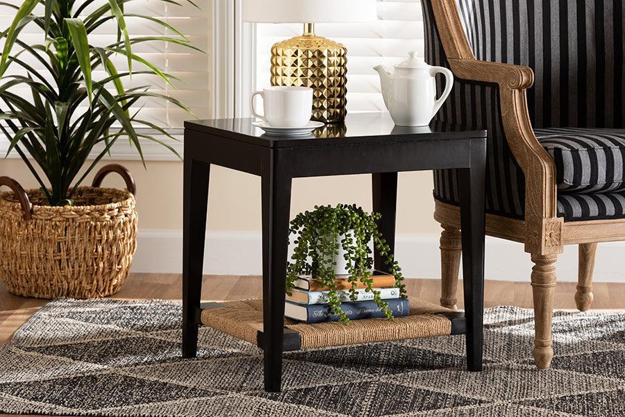 Freya Modern Bohemian Black Finished Bayur Wood End Table FredCo