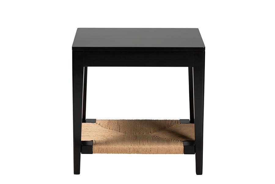 Freya Modern Bohemian Black Finished Bayur Wood End Table FredCo