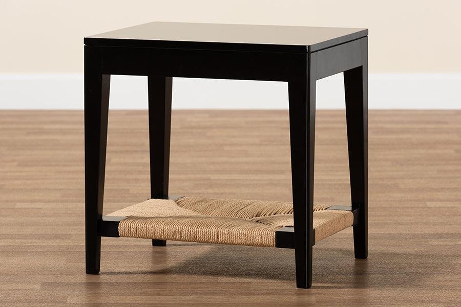 Freya Modern Bohemian Black Finished Bayur Wood End Table FredCo