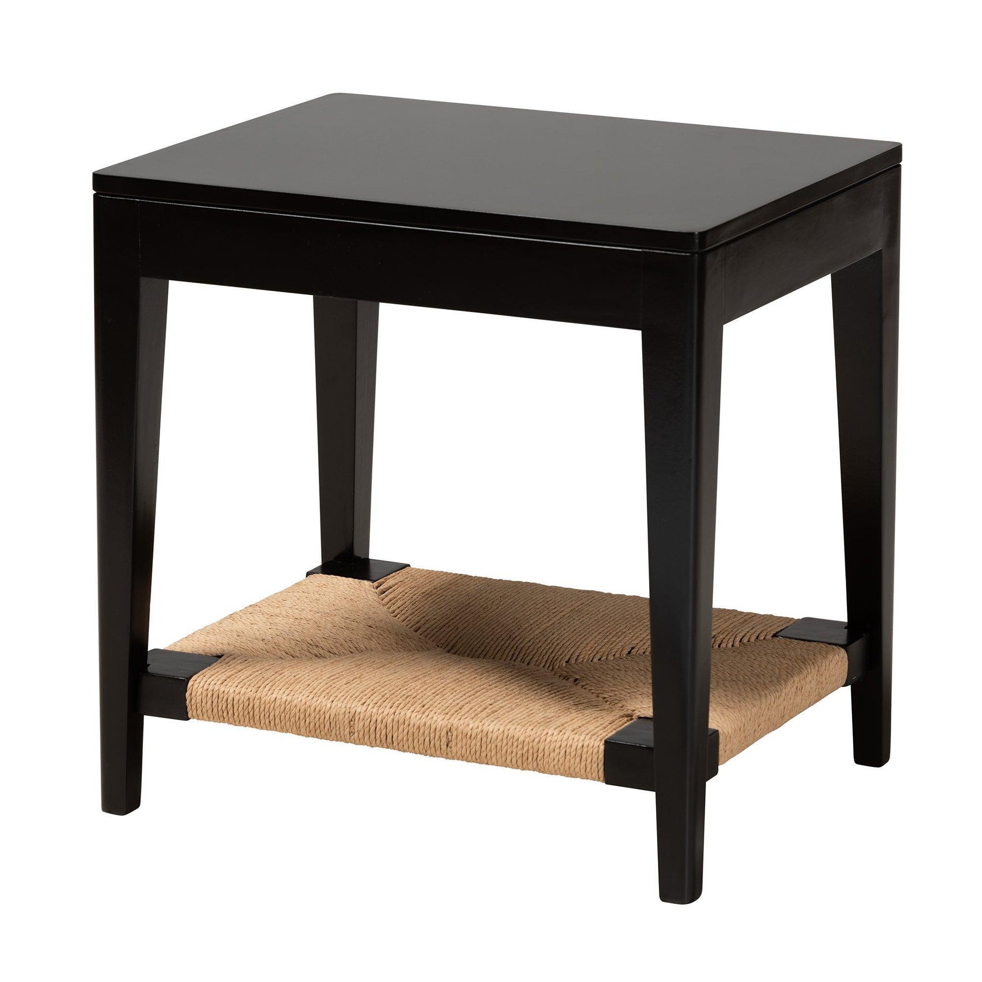 Freya Modern Bohemian Black Finished Bayur Wood End Table FredCo