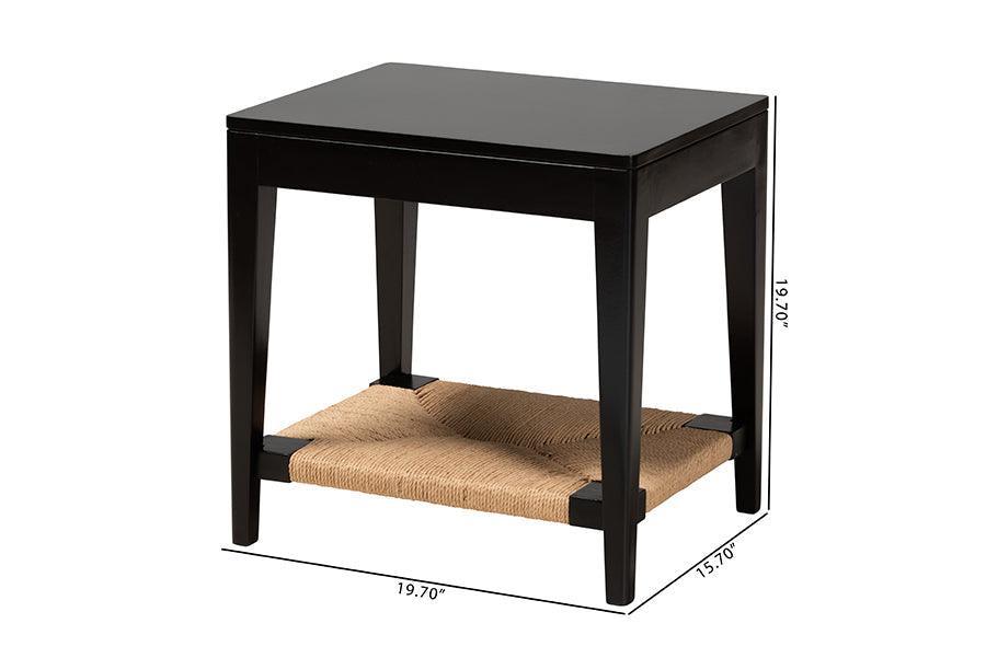Freya Modern Bohemian Black Finished Bayur Wood End Table FredCo