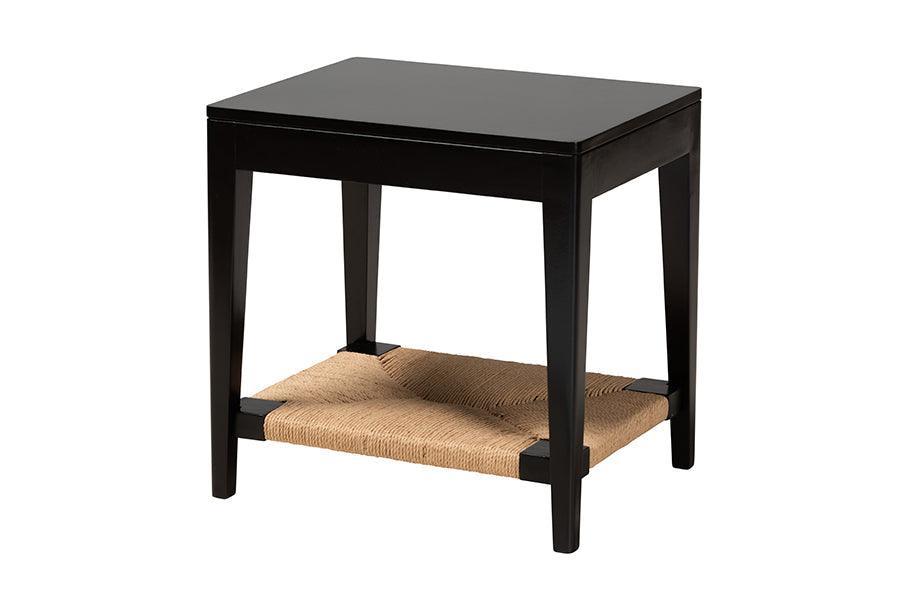 Freya Modern Bohemian Black Finished Bayur Wood End Table FredCo