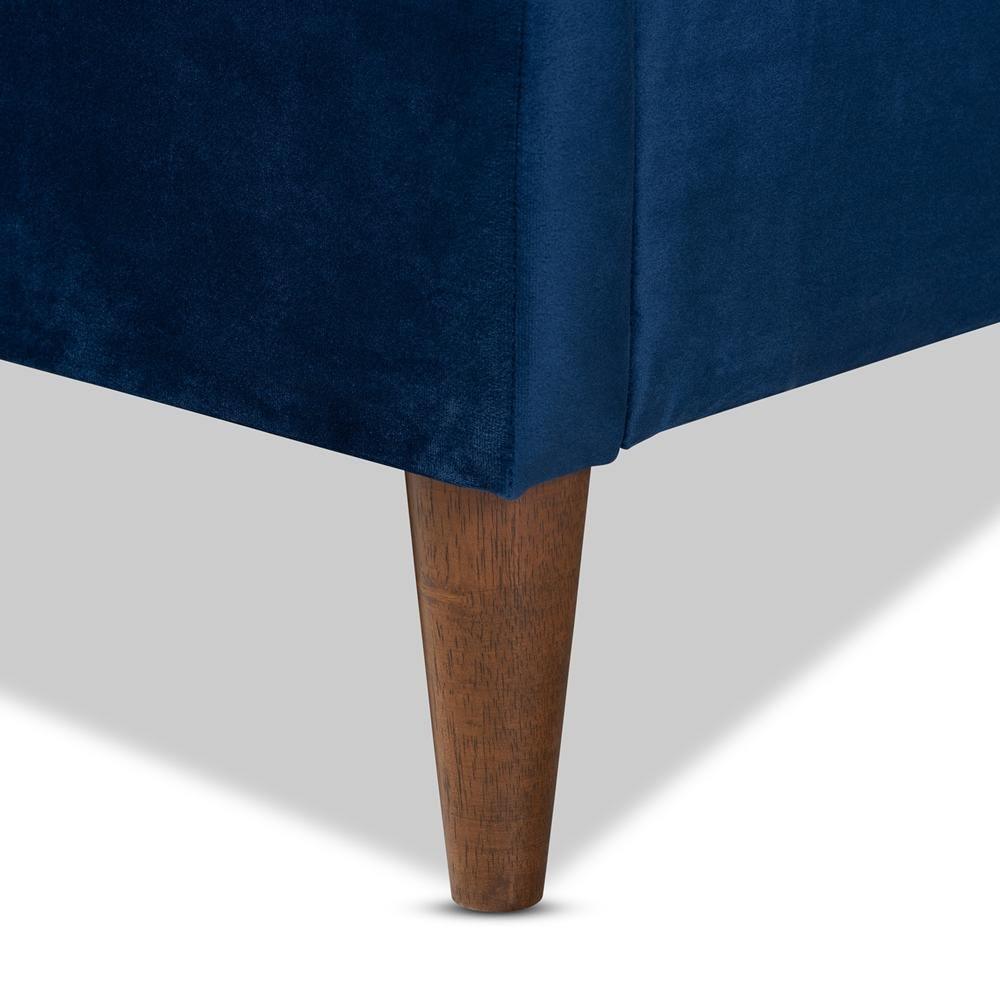 Frida Glam and Luxe Royal Blue Velvet Fabric Upholstered Queen Size Bed FredCo