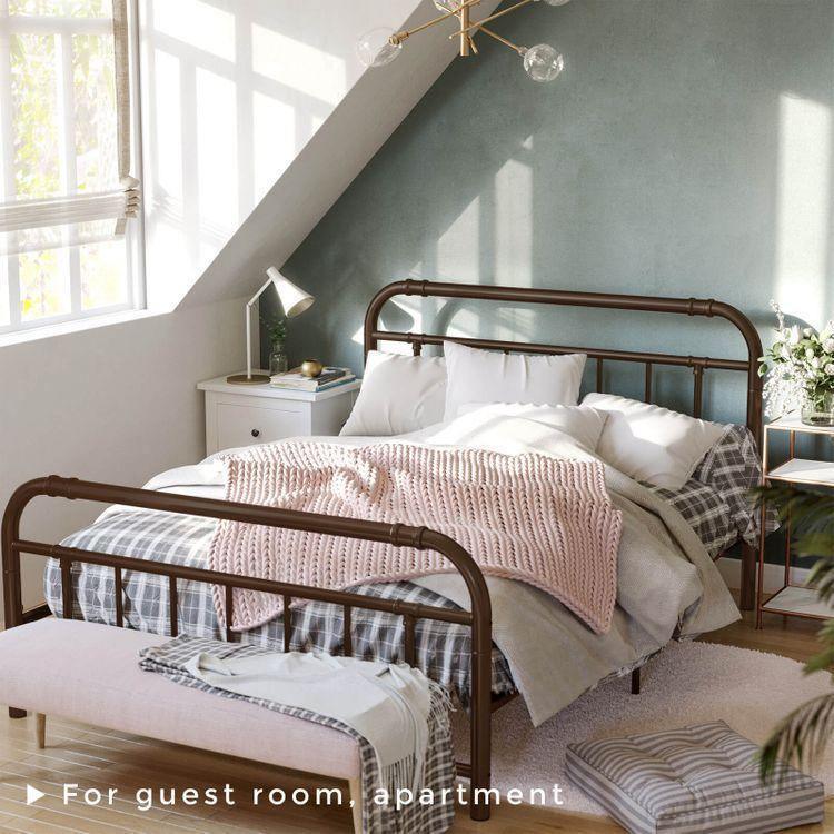Full Pipe Metal Bed Frame with Headboard and Footboard FredCo