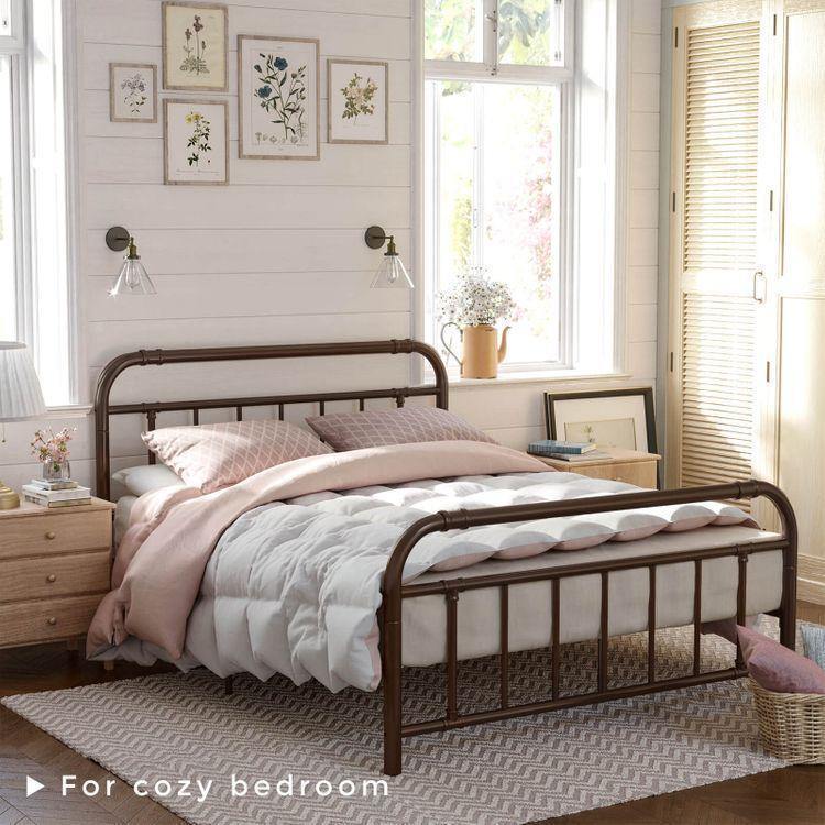 Full Pipe Metal Bed Frame with Headboard and Footboard FredCo