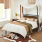 Full Size Metal Bed Frame with Headboard, Brown and Black FredCo