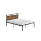 Full Size Metal Bed Frame with Headboard, Brown and Black FredCo