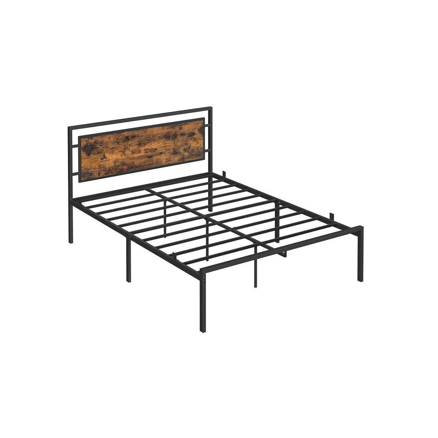 Full Size Metal Bed Frame with Headboard, Brown and Black FredCo
