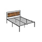 Full Size Metal Bed Frame with Headboard, Brown and Black FredCo