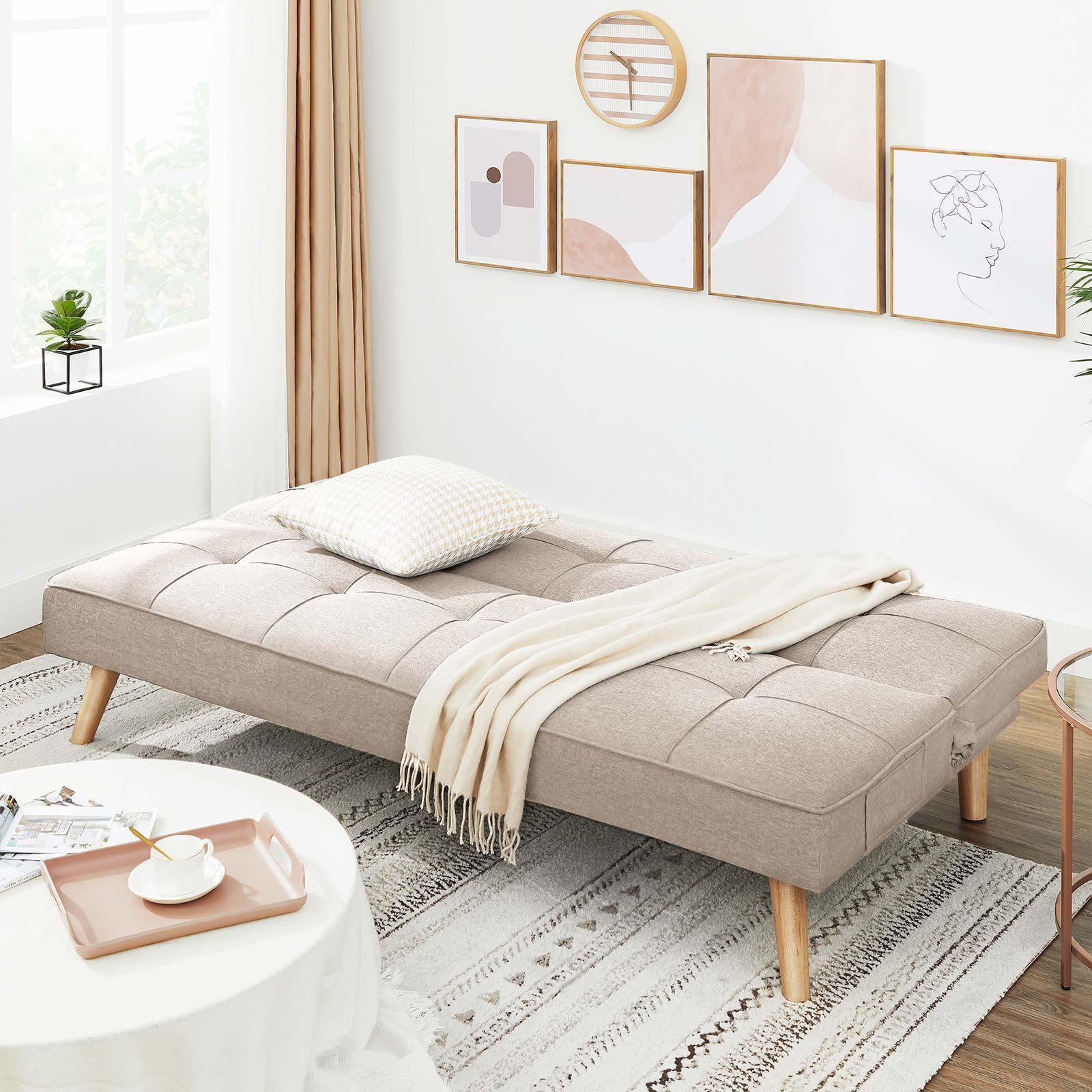 Futon Sofa Bed Beige FredCo