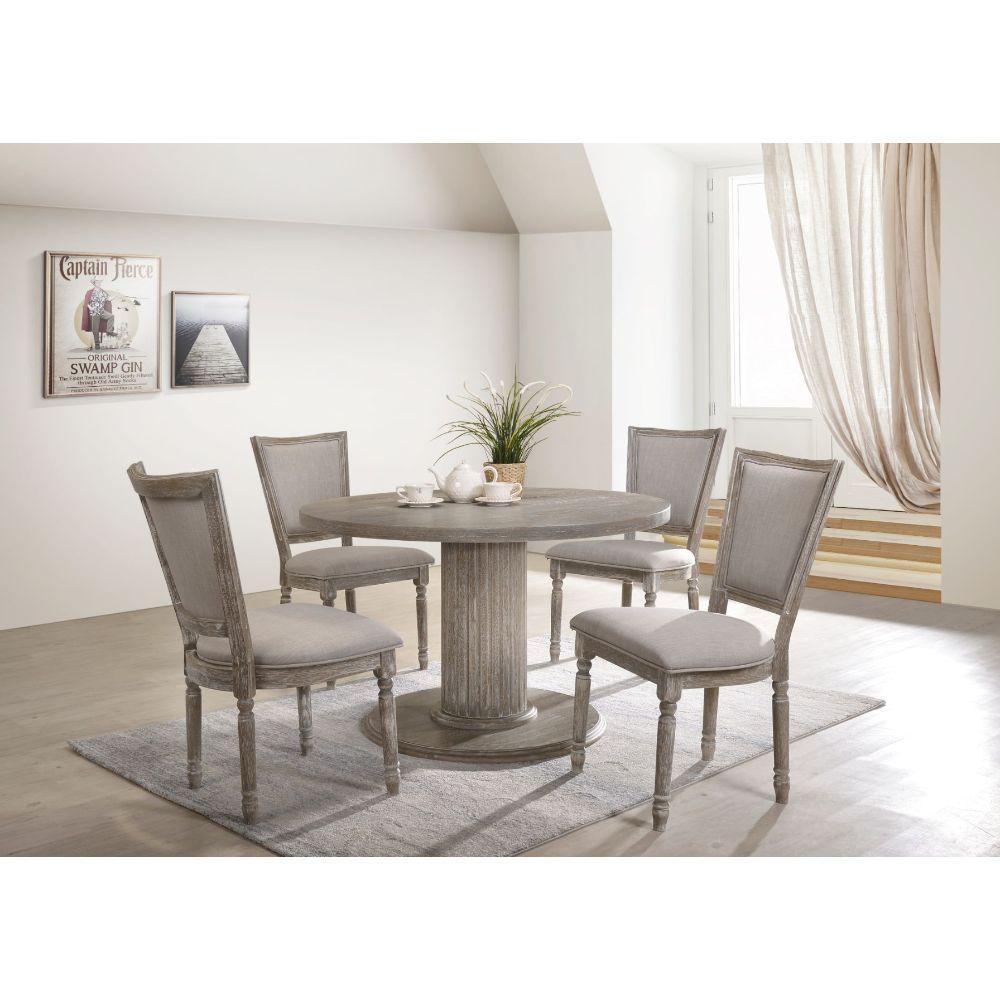 Gabrian Dining Table w/Single Pedestal Reclaimed Gray FredCo