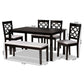 Gabriel Modern and Contemporary Grey Fabric Upholstered and Dark Brown Finished Wood 6-Piece Dining Set FredCo