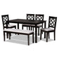 Gabriel Modern and Contemporary Grey Fabric Upholstered and Dark Brown Finished Wood 6-Piece Dining Set FredCo