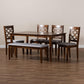 Gabriel Modern and Contemporary Grey Fabric Upholstered and Walnut Brown Finished Wood 6-Piece Dining Set FredCo
