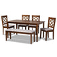 Gabriel Modern and Contemporary Grey Fabric Upholstered and Walnut Brown Finished Wood 6-Piece Dining Set FredCo