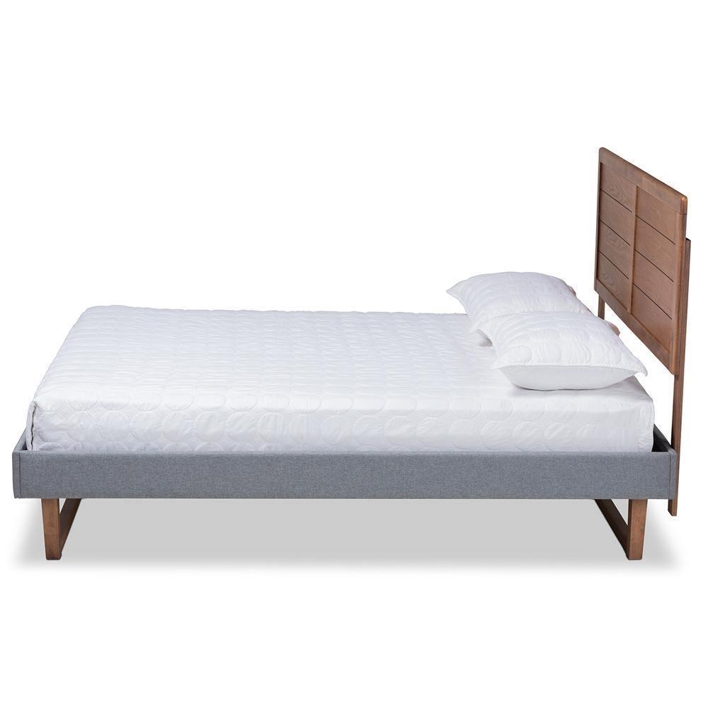 Gabriela Rustic Modern Dark Grey Fabric Upholstered and Ash Walnut Brown Finished Wood Full Size Platform Bed FredCo