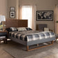 Gabriela Rustic Modern Dark Grey Fabric Upholstered and Ash Walnut Brown Finished Wood Full Size Platform Bed FredCo