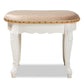 Gabrielle Traditional French Country Provincial Sand Velvet Fabric Upholstered White-Finished Wood Vanity Ottoman FredCo