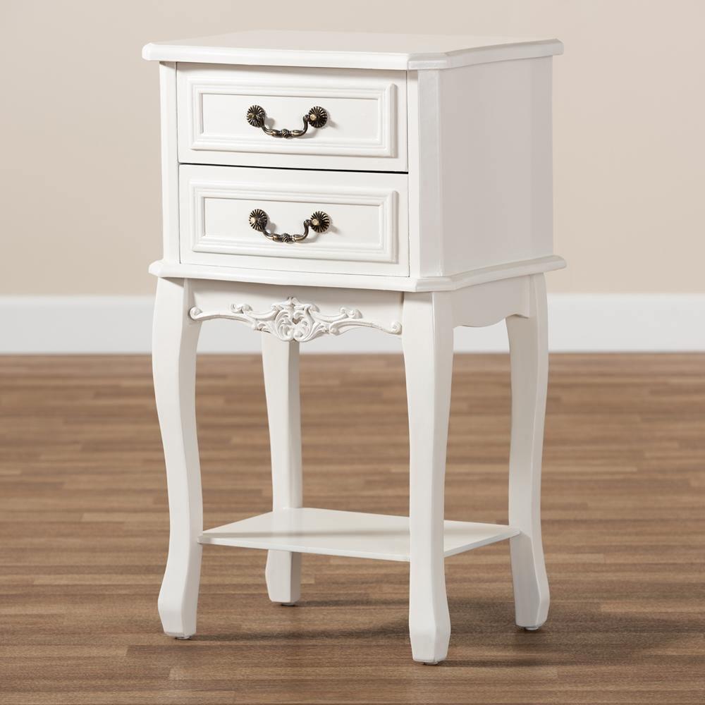 Gabrielle Traditional French Country Provincial White-Finished 2-Drawer Wood Nightstand FredCo