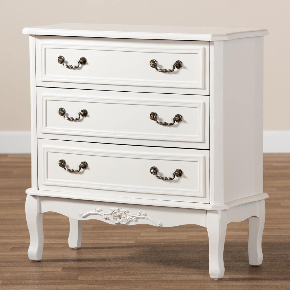 Gabrielle Traditional French Country Provincial White-Finished 3-Drawer Wood Storage Cabinet FredCo