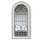 Gael Vintage Classic and Traditional Weathered White Finished Wood and Black Finished Metal Arched Accent Wall Mirror FredCo